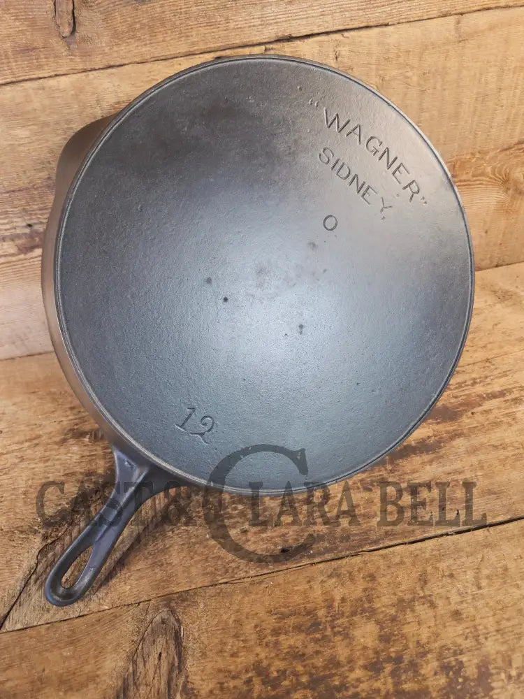 HTF HUGE and Gorgeous! Early 1900’s Wagner ’Arc Straight’ logo #12 Cast Iron Skillet - Skillet