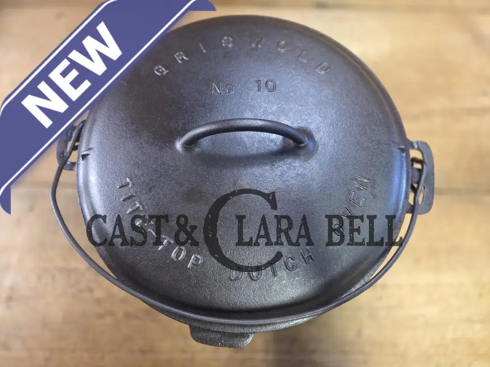 HUGE!! 1910’s Griswold Size #10 (835) Dutch Oven with Large Block Logo and (2553 A) Lid. One of the BIGGEST you can
