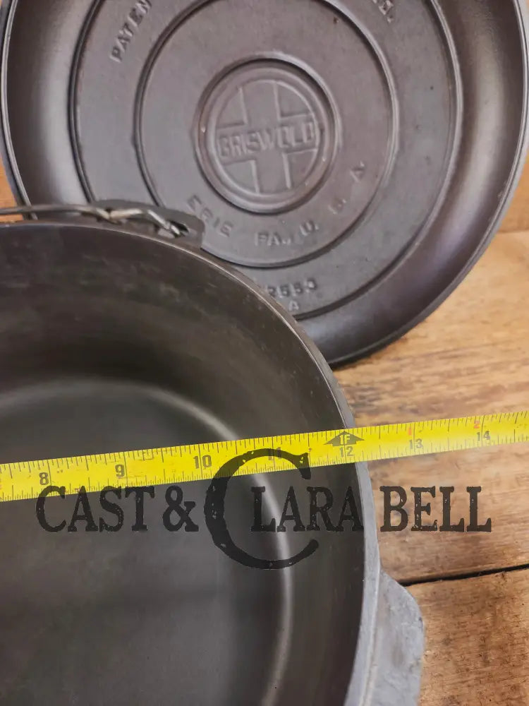 HUGE!! 1910’s Griswold Size #10 (835) Dutch Oven with Large Block Logo and (2553) Lid. One of the BIGGEST you can buy!