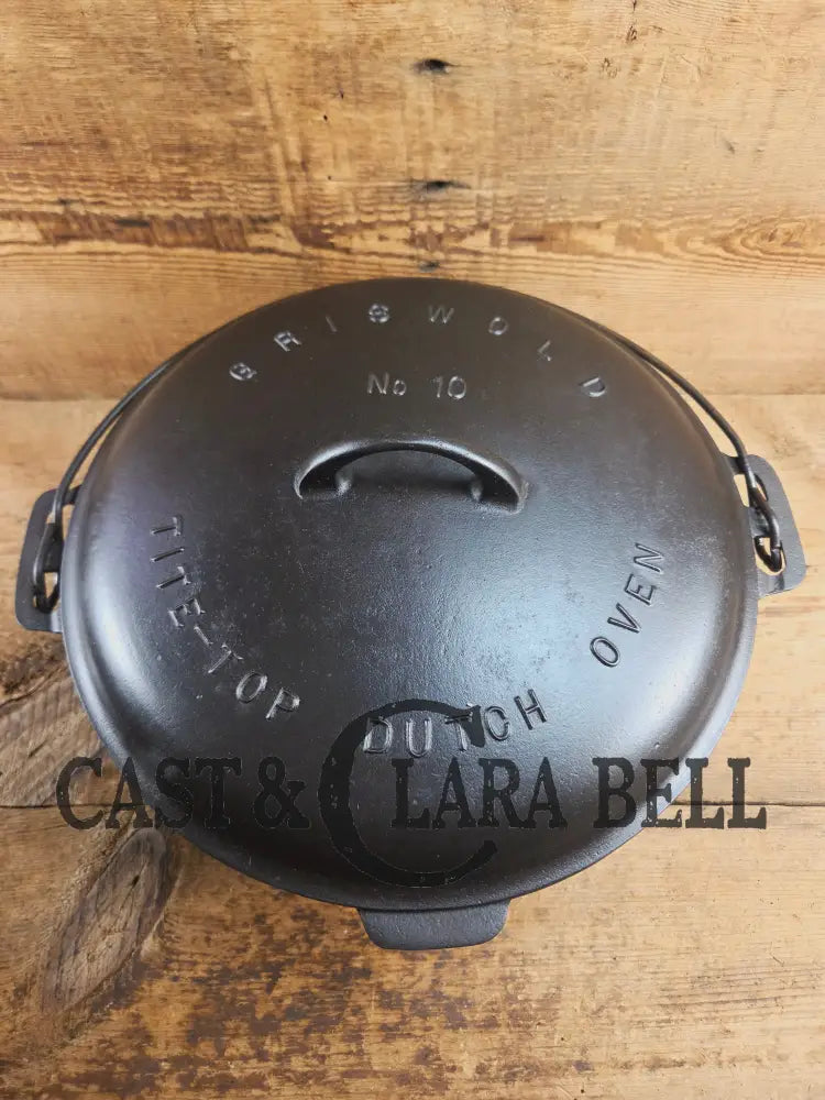 HUGE!! 1910’s Griswold Size #10 (835) Dutch Oven with Large Block Logo and (2553) Lid. One of the BIGGEST you can buy!