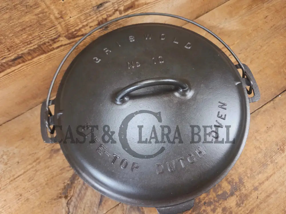 HUGE!! 1910’s Griswold Size #10 (835) Dutch Oven with Large Block Logo and (2553) Lid. One of the BIGGEST you can buy!