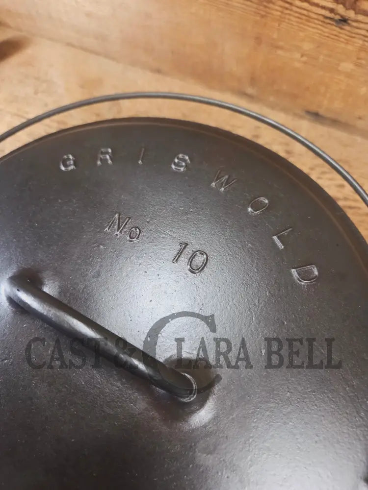 HUGE!! 1910’s Griswold Size #10 (835) Dutch Oven with Large Block Logo and (2553) Lid. One of the BIGGEST you can buy!