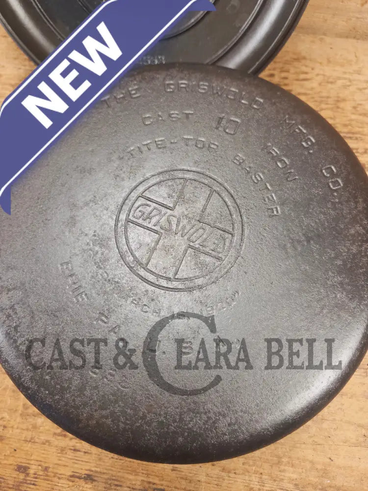 HUGE!! 1910βs Griswold Size #10 (835) Dutch Oven with Large Block Logo and (2553) Lid. One of the BIGGEST you can buy!