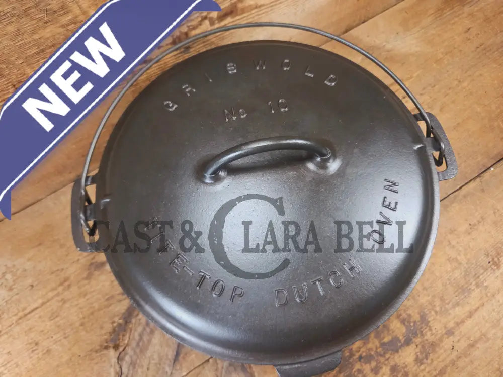 HUGE!! 1910βs Griswold Size #10 (835) Dutch Oven with Large Block Logo and (2553) Lid. One of the BIGGEST you can buy!