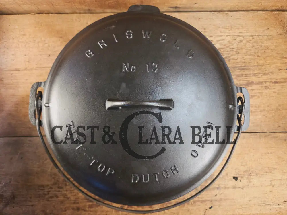 HUGE!! 1910’s Griswold Size #10 (835) Dutch Oven with Large Block Logo and (2553) Lid. One of the BIGGEST you can buy!