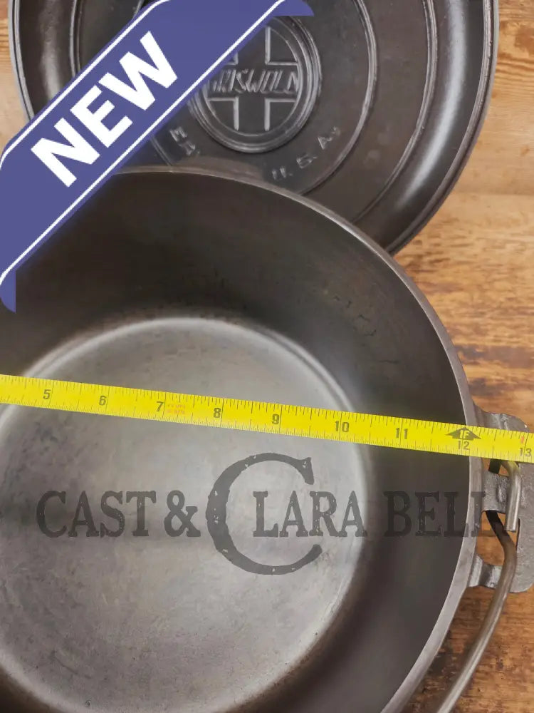 HUGE!! 1910βs Griswold Size #10 (835) Dutch Oven with Large Block Logo and (2553) Lid. One of the BIGGEST you can buy!