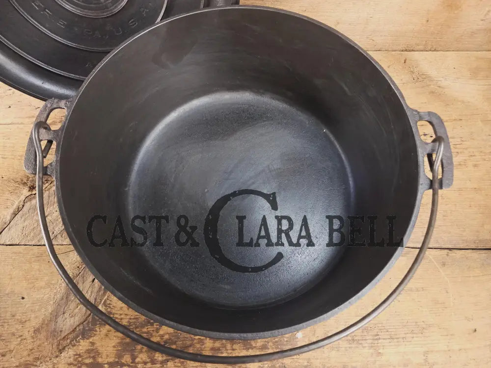 HUGE!! 1910βs VERY early Griswold Size #10 Erie logo Dutch Oven w/ Large Block Logo & (2553 A) Lid. One of the BIGGEST