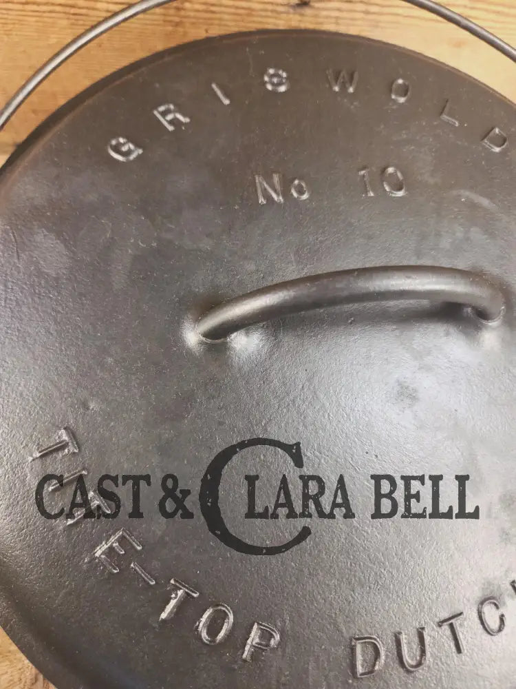 HUGE!! 1910βs VERY early Griswold Size #10 Erie logo Dutch Oven w/ Large Block Logo & (2553 A) Lid. One of the BIGGEST