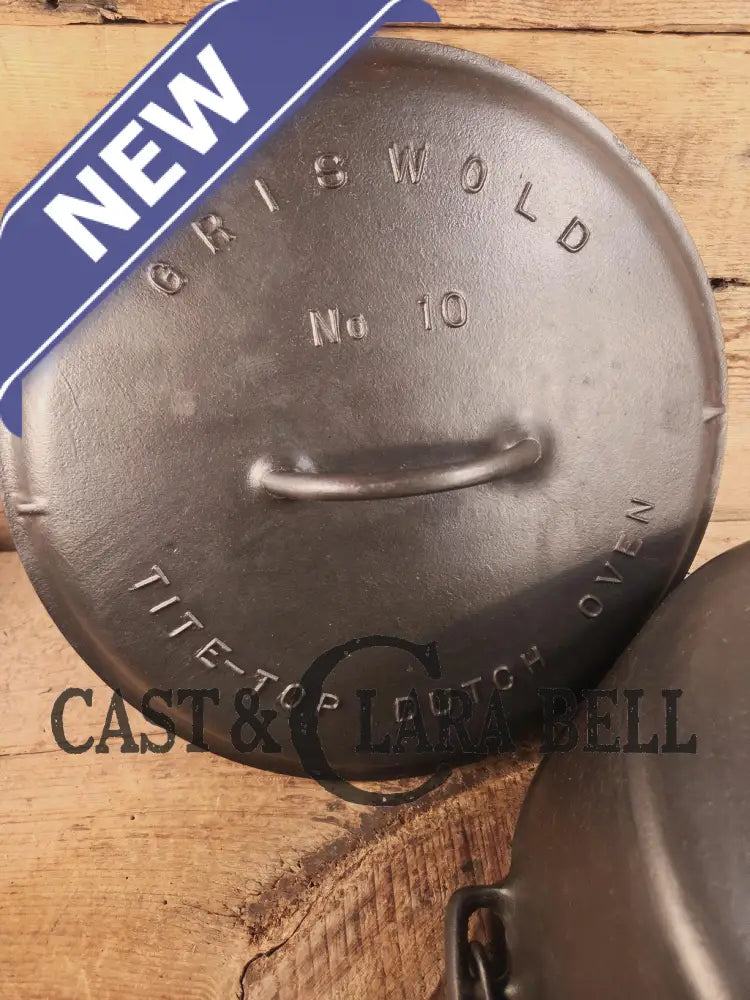 HUGE!! 1910βs VERY early Griswold Size #10 Erie logo Dutch Oven w/ Large Block Logo & (2553 A) Lid. One of the BIGGEST