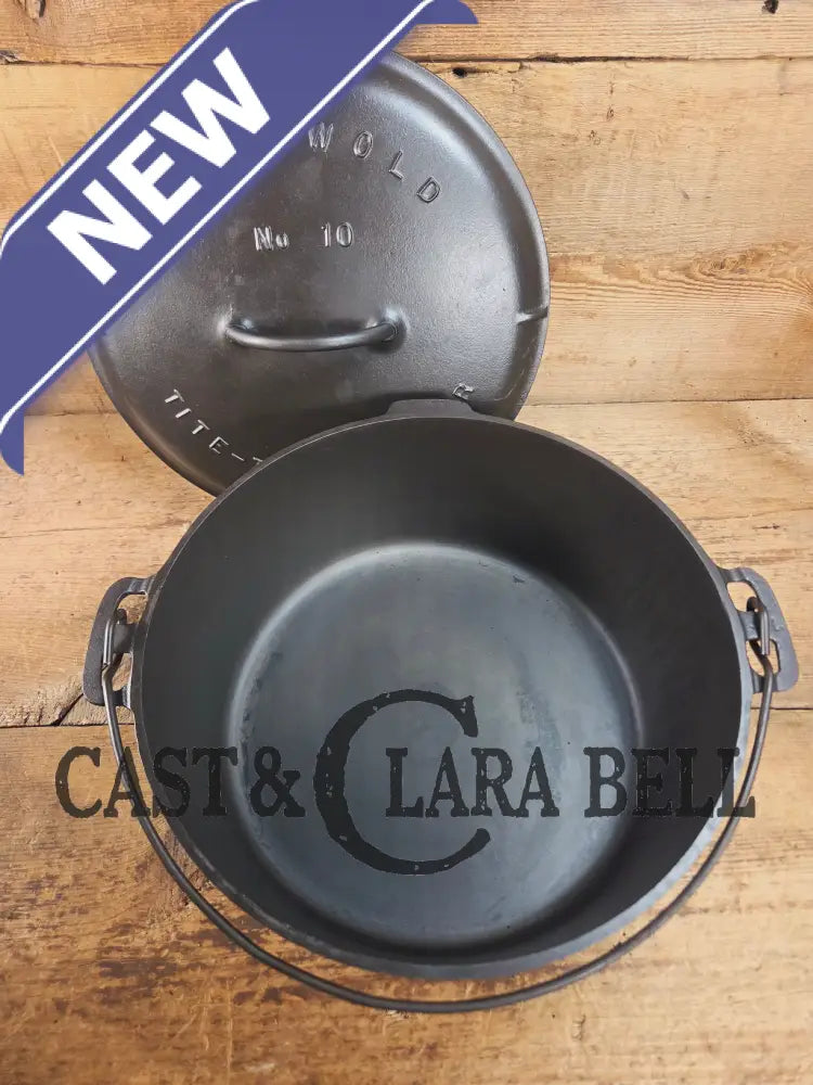 HUGE!! 1920βs Griswold Size #10 (835 A) Dutch Oven with Large Block Logo and (2553 A) Lid. One of the BIGGEST you can
