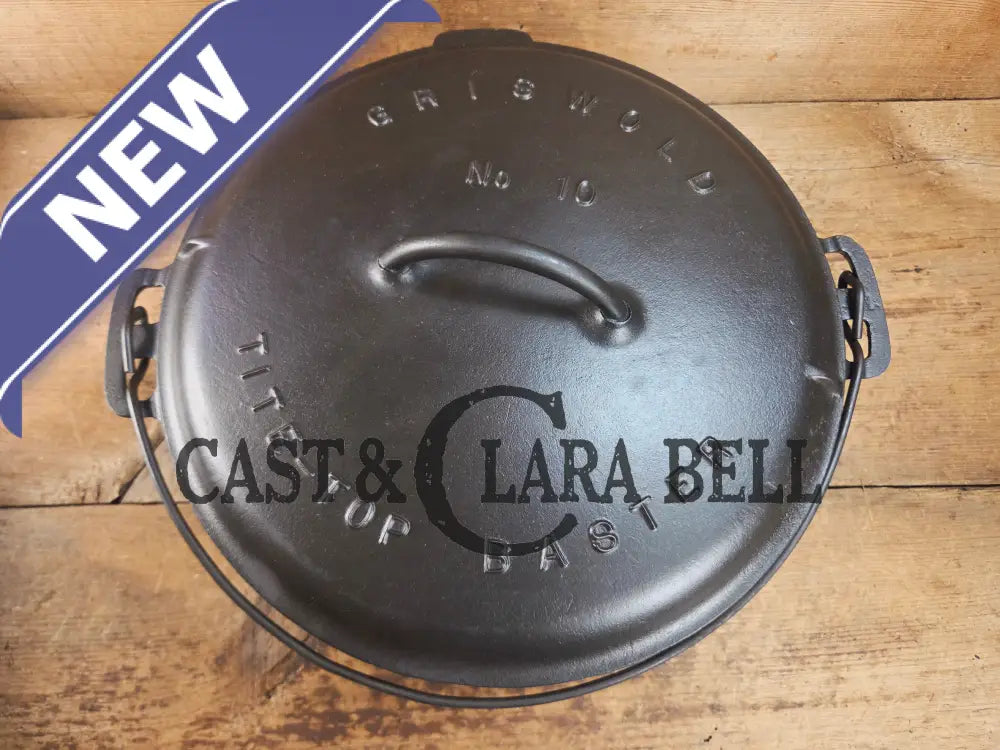 HUGE!! 1920βs Griswold Size #10 (835 A) Dutch Oven with Large Block Logo and (2553 A) Lid. One of the BIGGEST you can