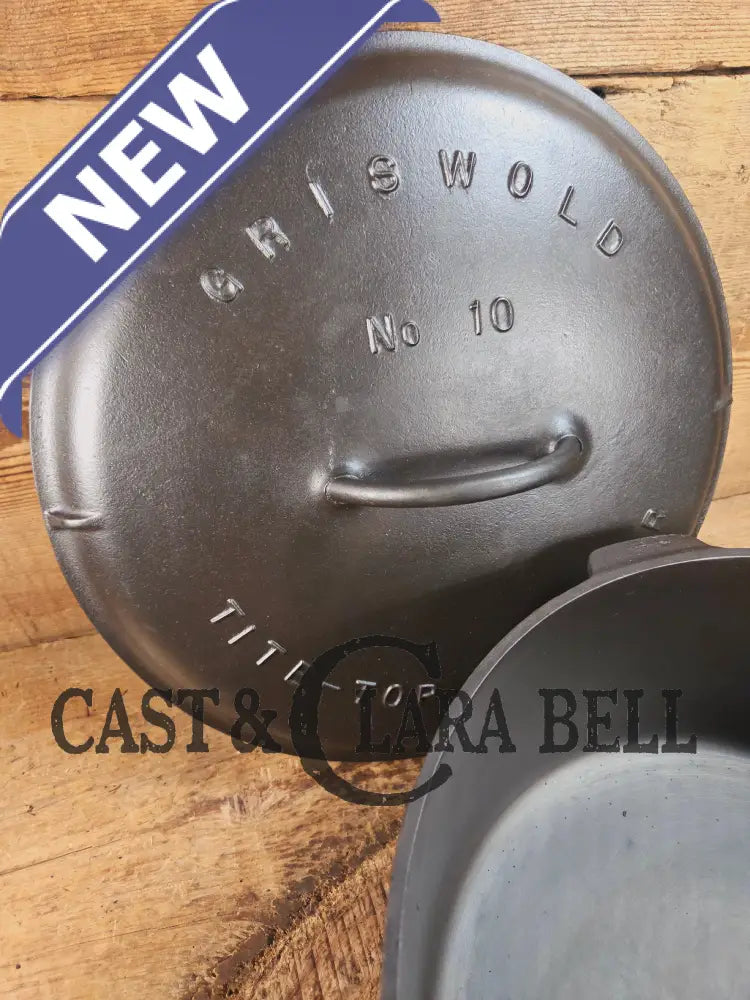 HUGE!! 1920βs Griswold Size #10 (835 A) Dutch Oven with Large Block Logo and (2553 A) Lid. One of the BIGGEST you can