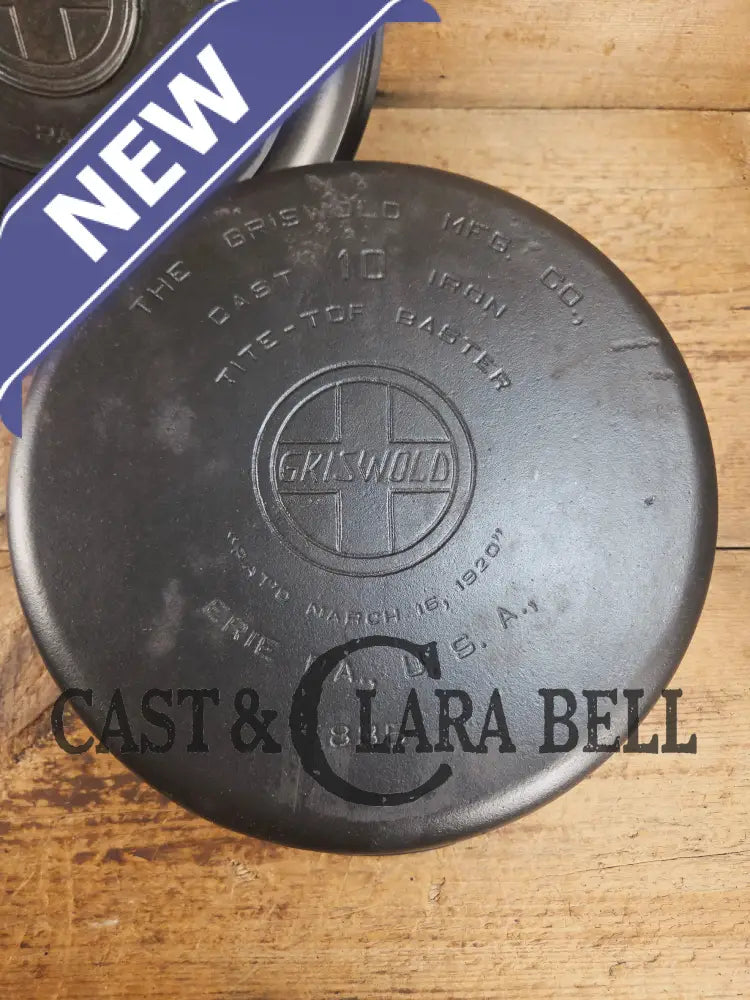 HUGE!! 1920βs Griswold Size #10 (835 A) Dutch Oven with Large Block Logo and (2553 A) Lid. One of the BIGGEST you can