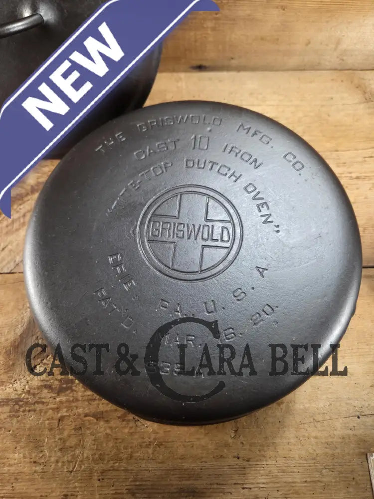 HUGE!! 1920βs Griswold Size #10 (835 A) Dutch Oven with Large Block Logo and (2553 A) Lid. One of the BIGGEST you can