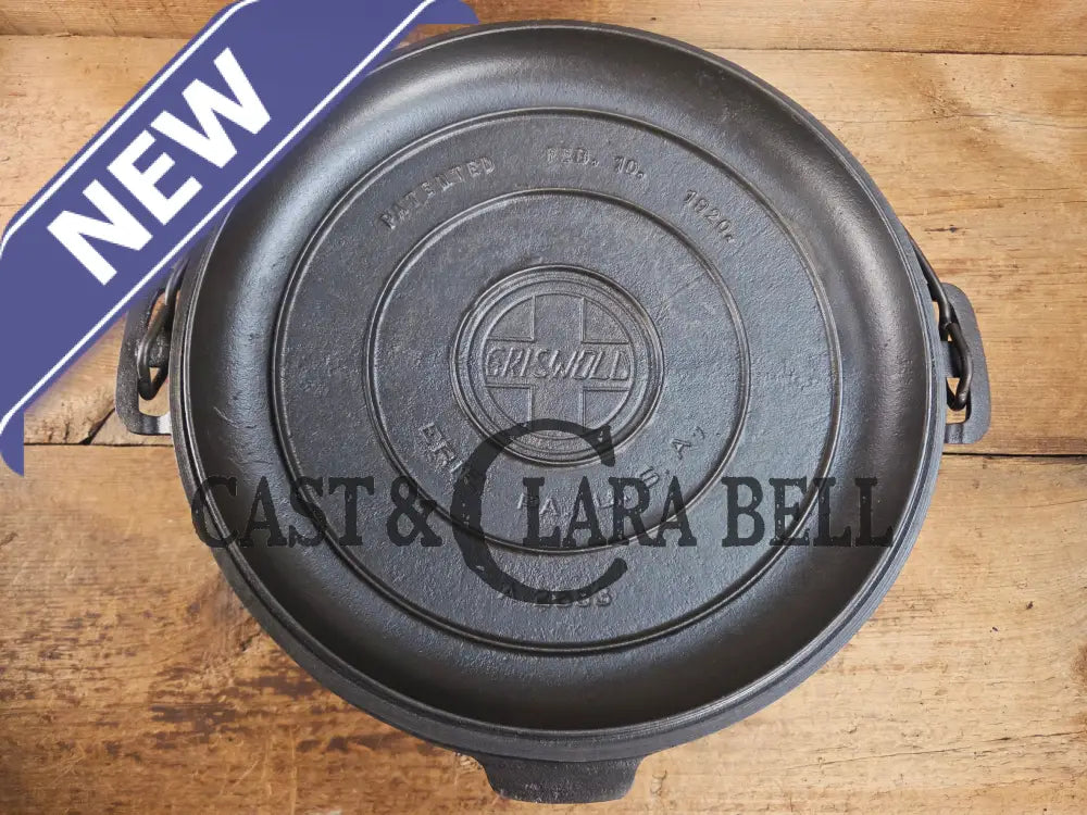 HUGE!! 1920βs Griswold Size #10 (835 A) Dutch Oven with Large Block Logo and (2553 A) Lid. One of the BIGGEST you can
