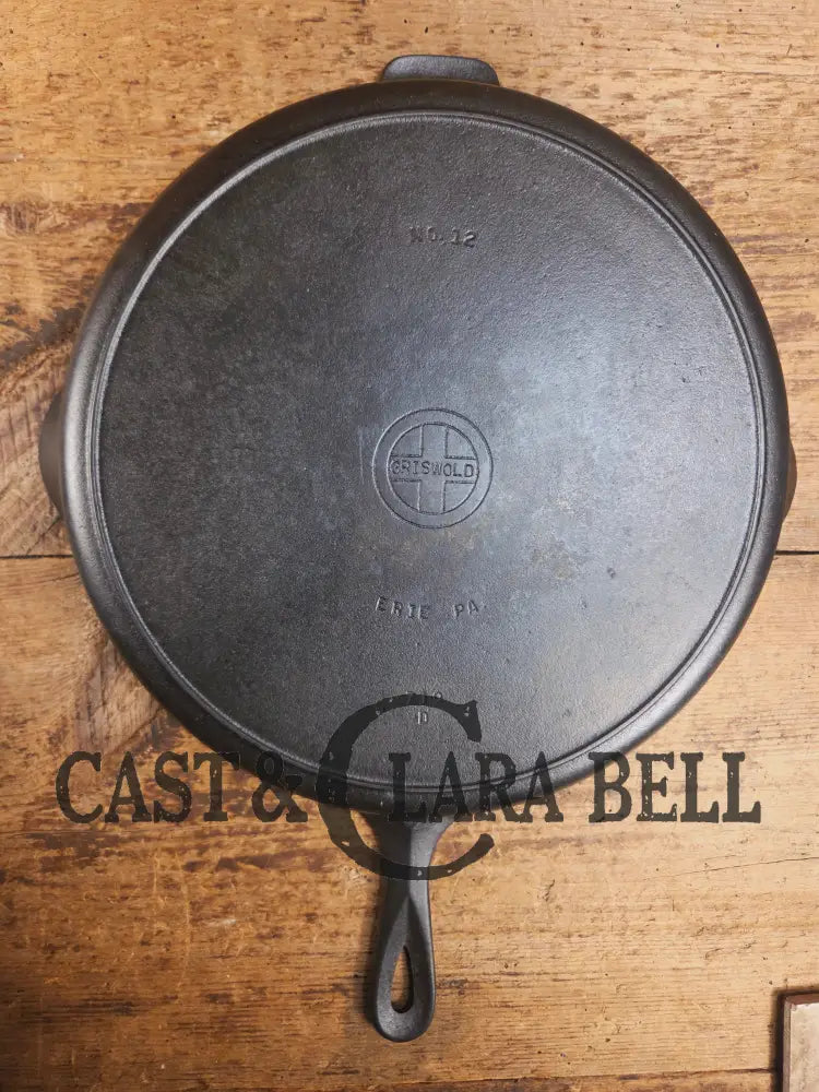 Huge beautiful 1930’s Griswold No. 12 Skillet with Small Block Logo and Heat Ring 719 D Skillet