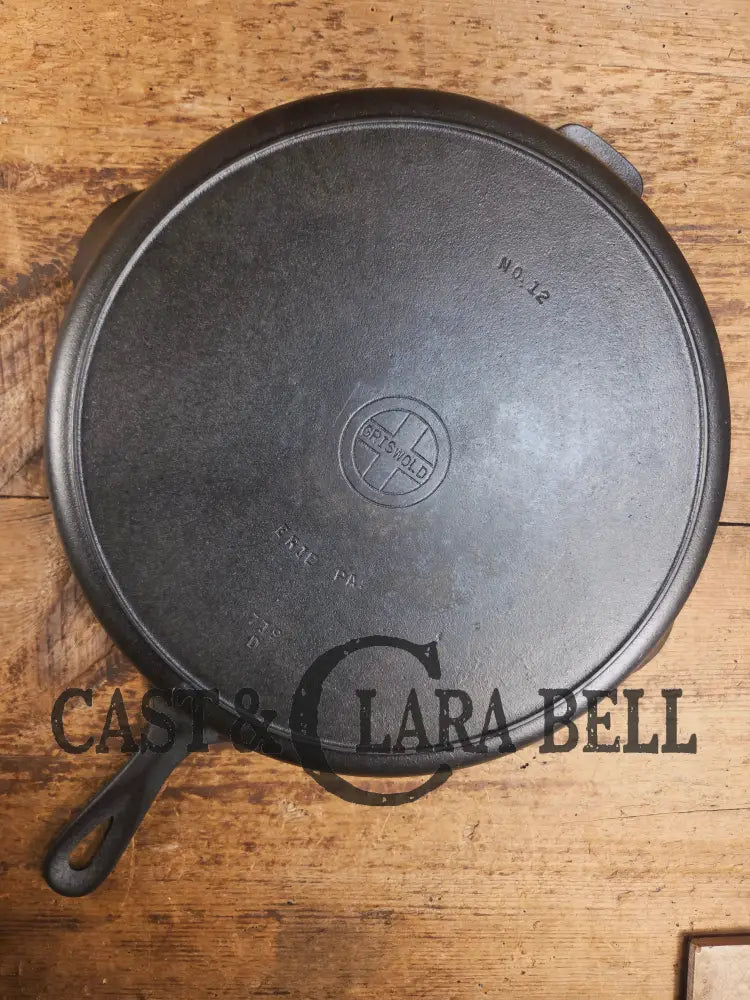 Huge beautiful 1930’s Griswold No. 12 Skillet with Small Block Logo and Heat Ring 719 D Skillet