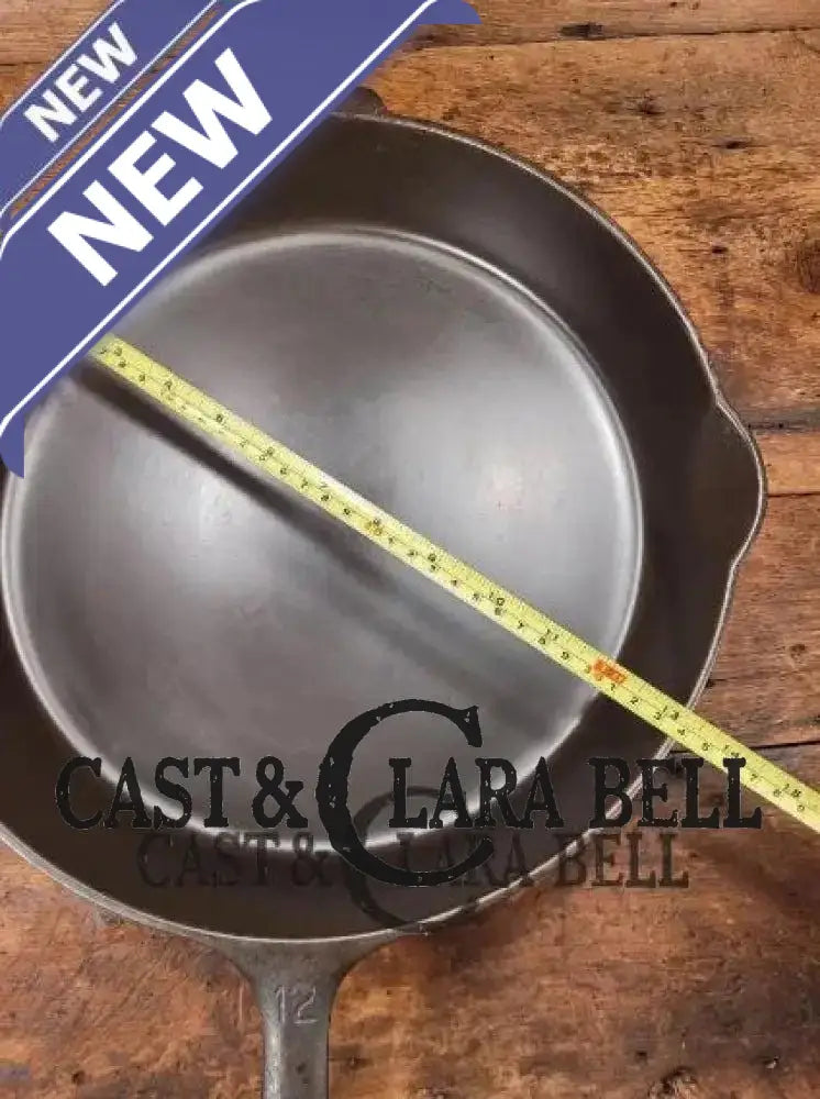 Huge beautiful 1930’s Griswold No. 12 Skillet with Small Block Logo and Heat Ring 719 D. Perfect bacon skillet!