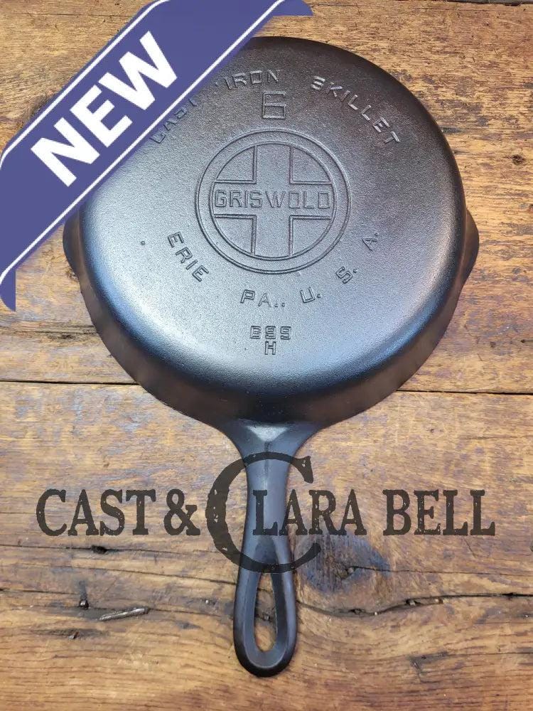 Awesome saute skillet! 1930's Griswold #6 cast iron Skillet with Large Block Logo and Smooth Bottom, 699 H