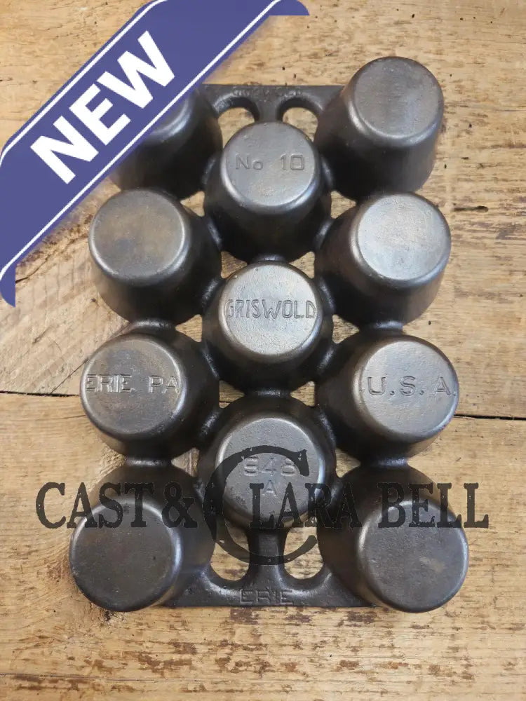 Lovely Griswold No. 10 Popover Pan 948 A Variation 10 with Griswolds & Erie markings. Ready to make brownies muffins or