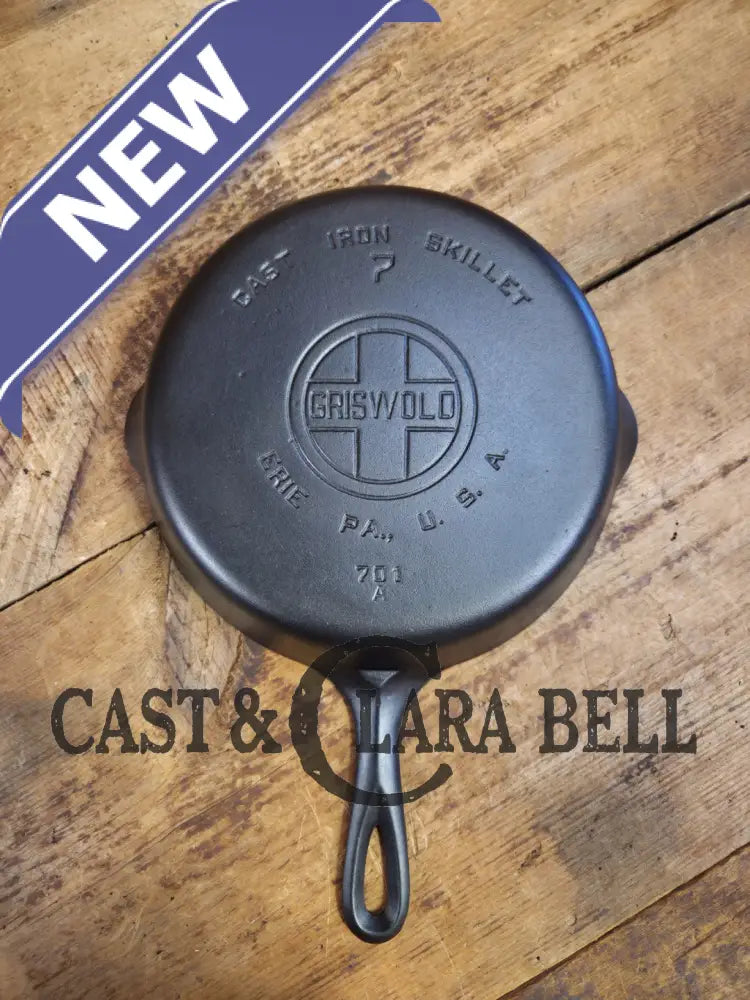 Mint! 1930’s Griswold #7 Skillet with Large Block Logo and Smooth Bottom 701 A Skillet
