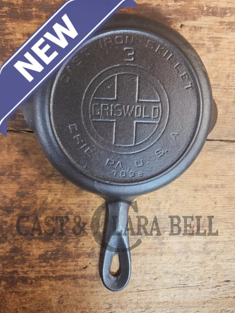 Must have! 1910βs Griswold #3 Egg Skillet with Large Block Logo and Heat Ring 709 B - Skillet