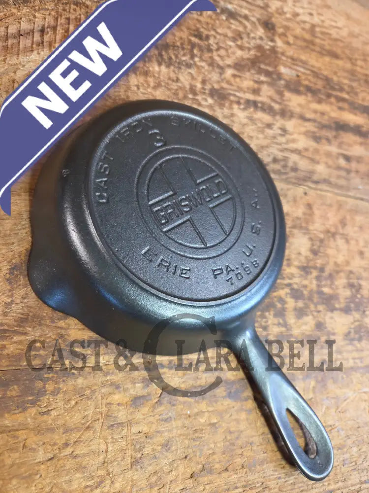 Must have! 1910’s Griswold #3 Egg Skillet with Large Block Logo and Heat Ring 709 B - Skillet