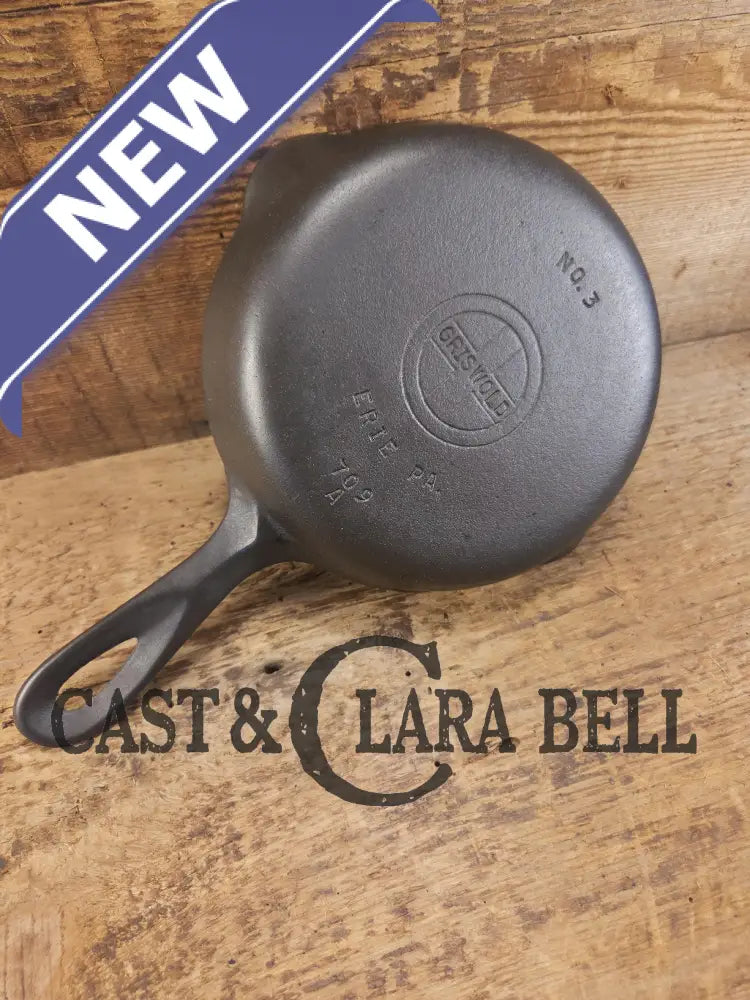 Must Have Egg skillet! Griswold No. 3 Skillet with Small Block Logo Erie PA 709 A. Restored and Ready to Use! Skillet