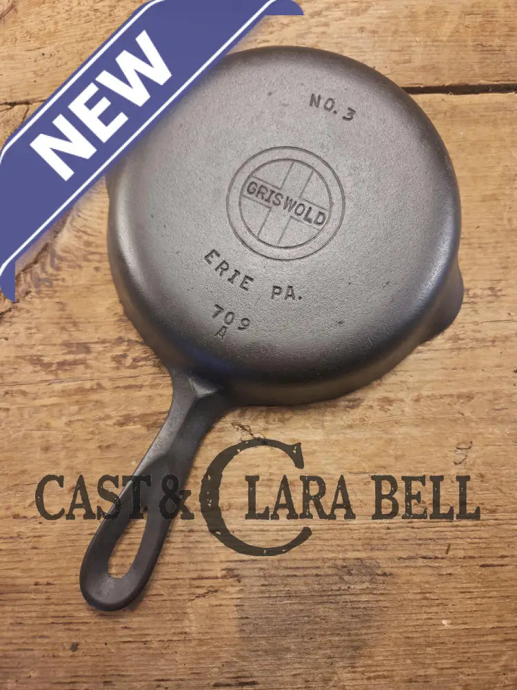 Must Have Egg skillet! Griswold No. 3 Skillet with Small Block Logo Erie PA 709 A. Restored and Ready to Use! Skillet