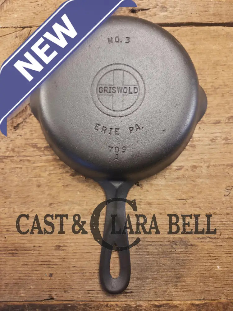 Must Have Egg skillet! Griswold No. 3 Skillet with Small Block Logo Erie PA 709 A. Restored and Ready to Use! Skillet