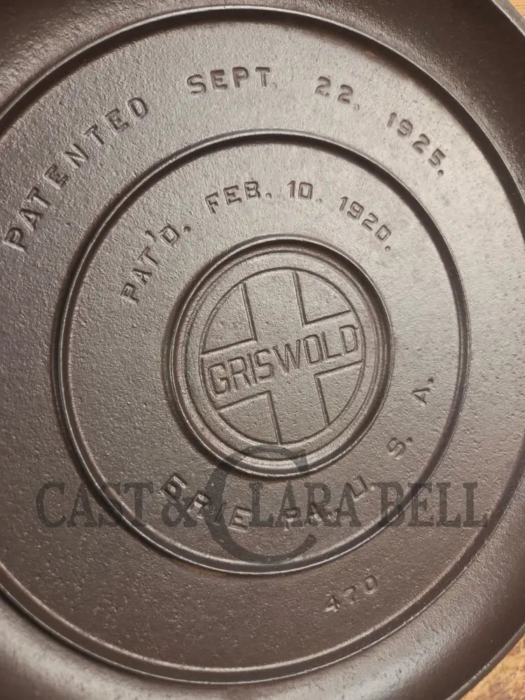 Need a lid? Hard to find 1920’s Griswold No. 10 Skillet Lid with Large Block Logo 470 Skillet