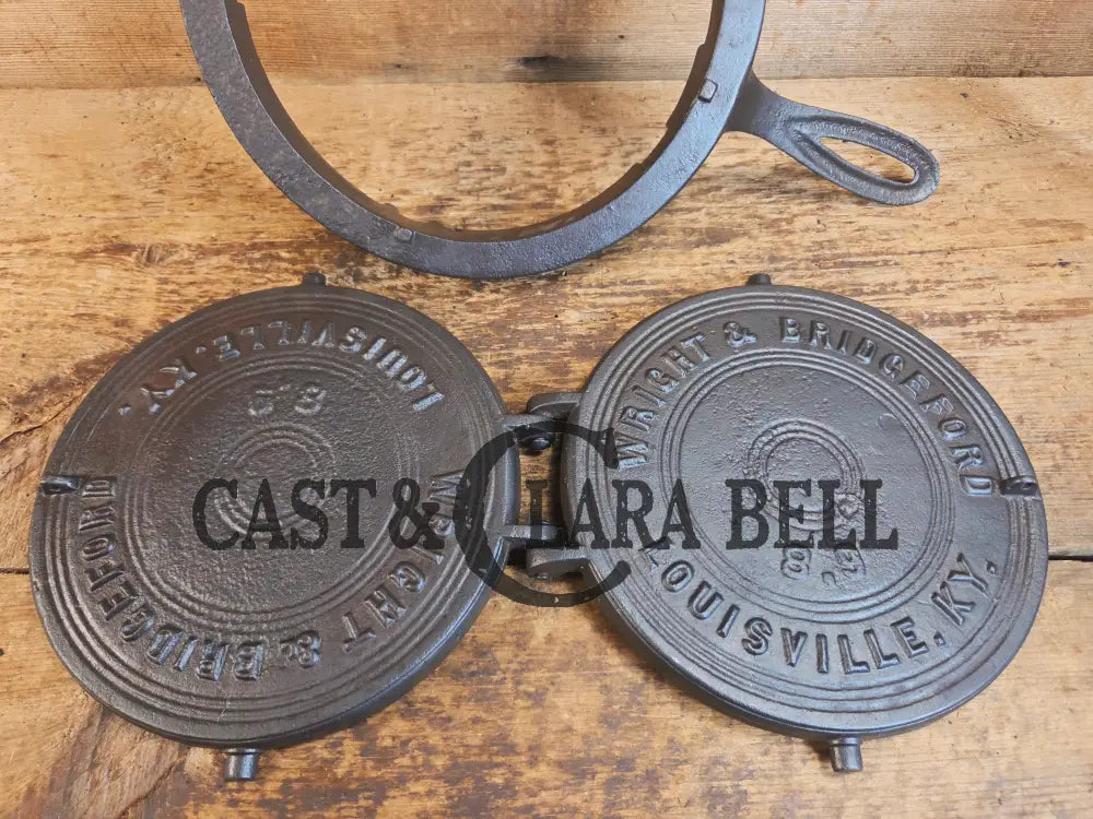Oh MY! Civil War Era made Wright & Bridgeford antique waffle iron. Ready to make crispy waffles!ook at the waffle