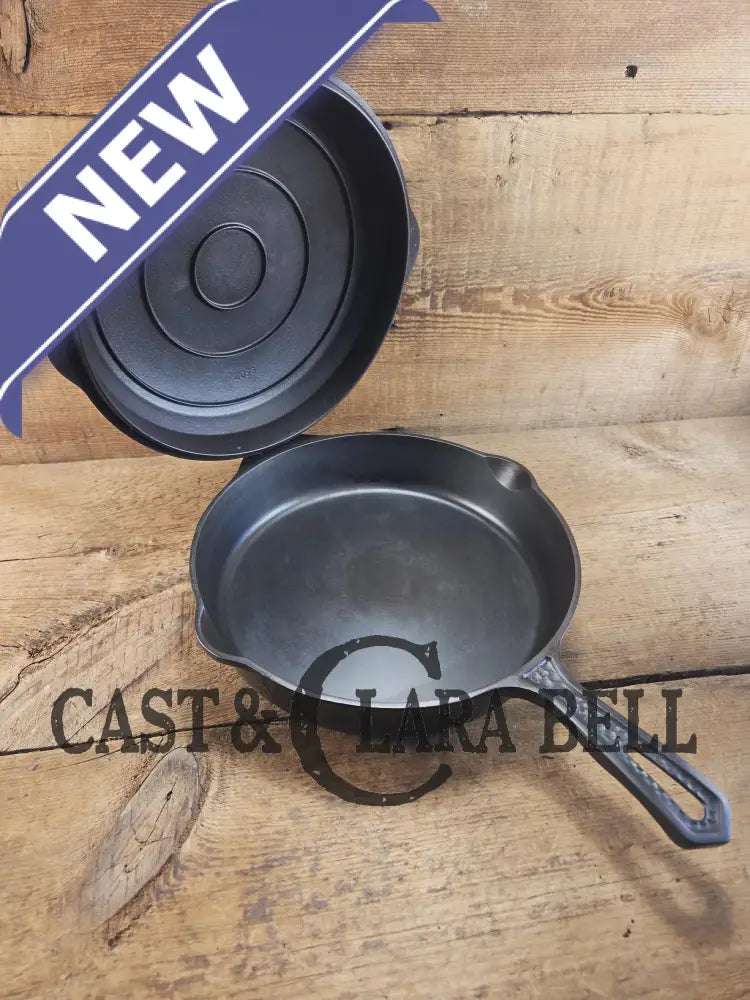 Oh my! Hard to find 1930’s Hammered finish Griswold No. 8 cast iron skillet 2008 with matching hinge lid 2098.