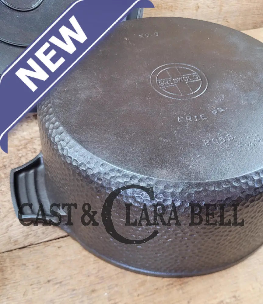 Oh My! Hard To Find 1930’S Hammered Finish Griswold No. 8 Hinged Dutch Oven W/ Small Logo 2058.