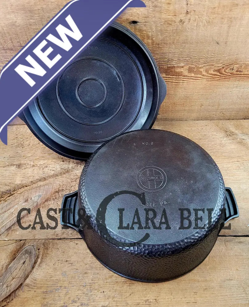Oh My! Hard To Find 1930’S Hammered Finish Griswold No. 8 Hinged Dutch Oven W/ Small Logo 2058.