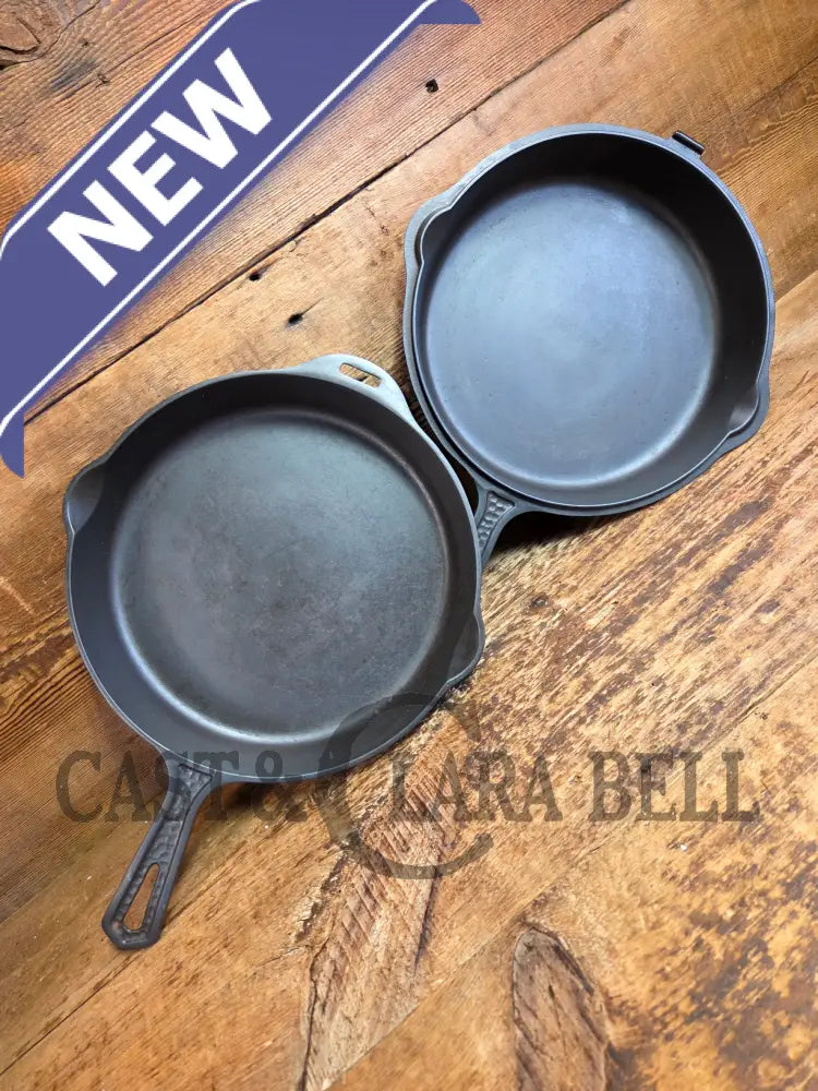 Oh my! Hard to find 1940’s Hammered finish Griswold No. 8 cast iron skillet 2008 with matching hinged skillet top 2040