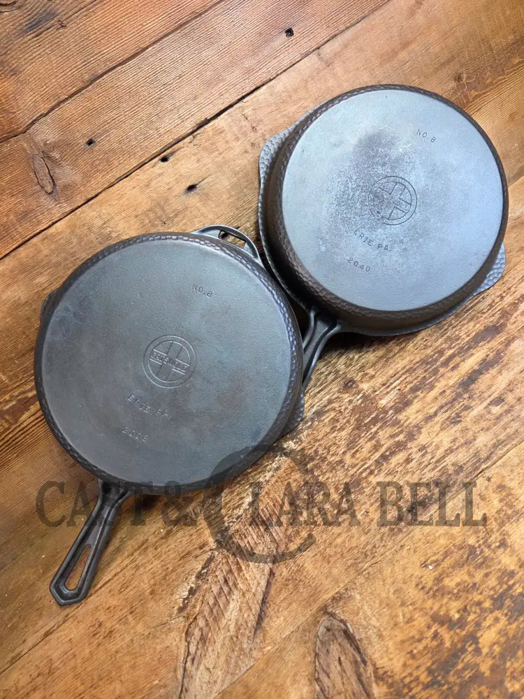 Oh my! Hard to find 1940’s Hammered finish Griswold No. 8 cast iron skillet 2008 with matching hinged skillet top 2040