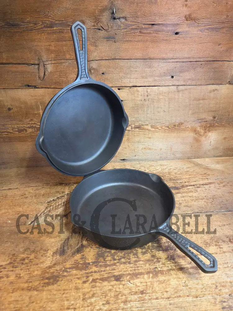 Oh my! Hard to find 1940’s Hammered finish Griswold No. 8 cast iron skillet 2008 with matching hinged skillet top 2040