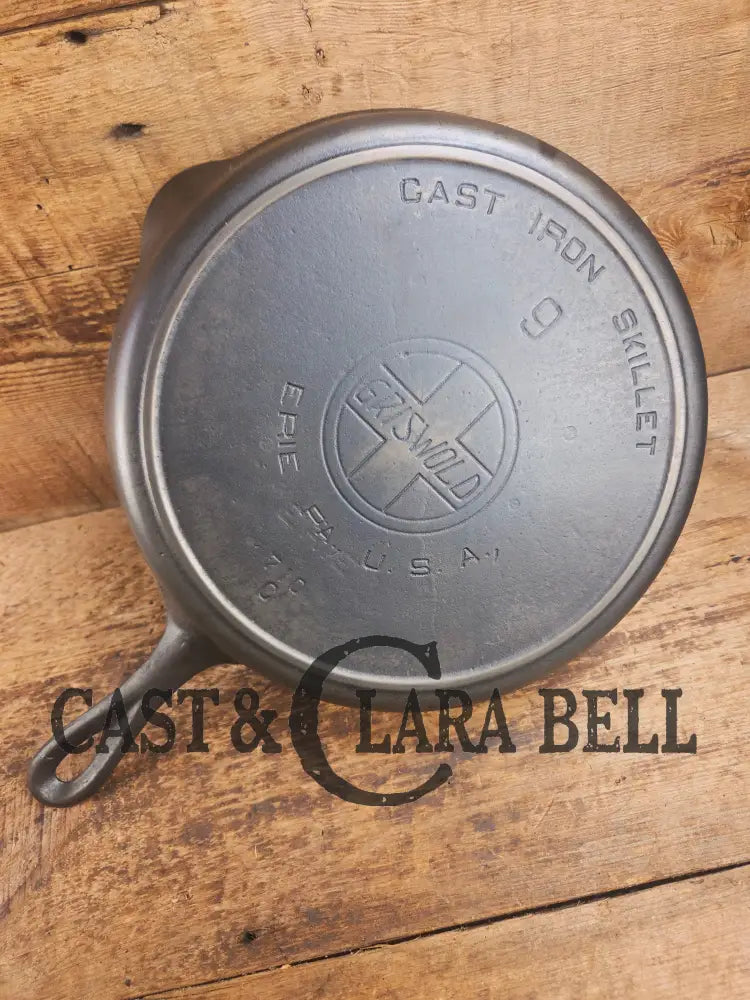 One of the earliest Griswold lines made! Lovely 1910βs Griswold #9 Skillet with Heat Ring and Large Slant Logo 710 C