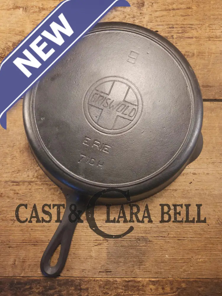 One of the earliest Griswold lines made! Lovely 1920’s Griswold #9 Skillet with Heat Ring and Large Slant Logo 710 H.