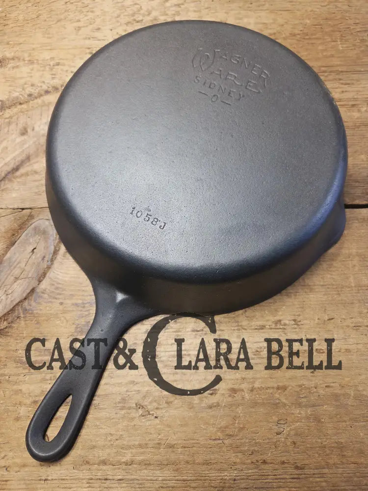The Classic! Priced to Sell 1930βs Era Wagner Ware #8 Cast Iron Skillet with Stylized Logo and Smooth Bottom 1058 J