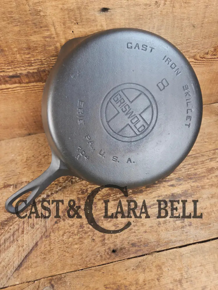 Perfect for gas or electric coil! 1930’s Griswold #8 Skillet with Large Block Logo and Smooth Bottom Erie PA USA p/n