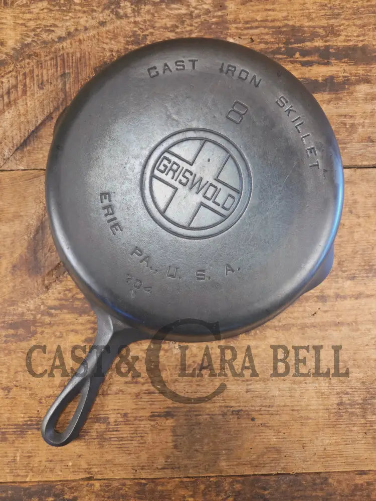 Perfect for gas or electric coil! 1930’s Griswold #8 Skillet with Large Block Logo and Smooth Bottom Erie PA USA p/n