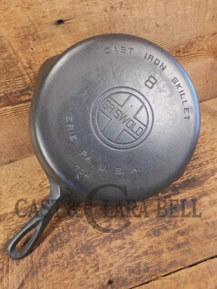 Perfect for gas or electric coil! 1930’s Griswold #8 Skillet with Large Block Logo and Smooth Bottom Erie PA USA p/n