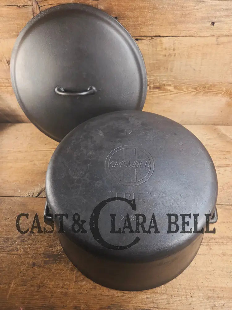 Phenomenal! Very rare 1910βs Griswold Size #11 (2634) Dutch Oven with Slant Logo and (2636) Lid. One you donβt see