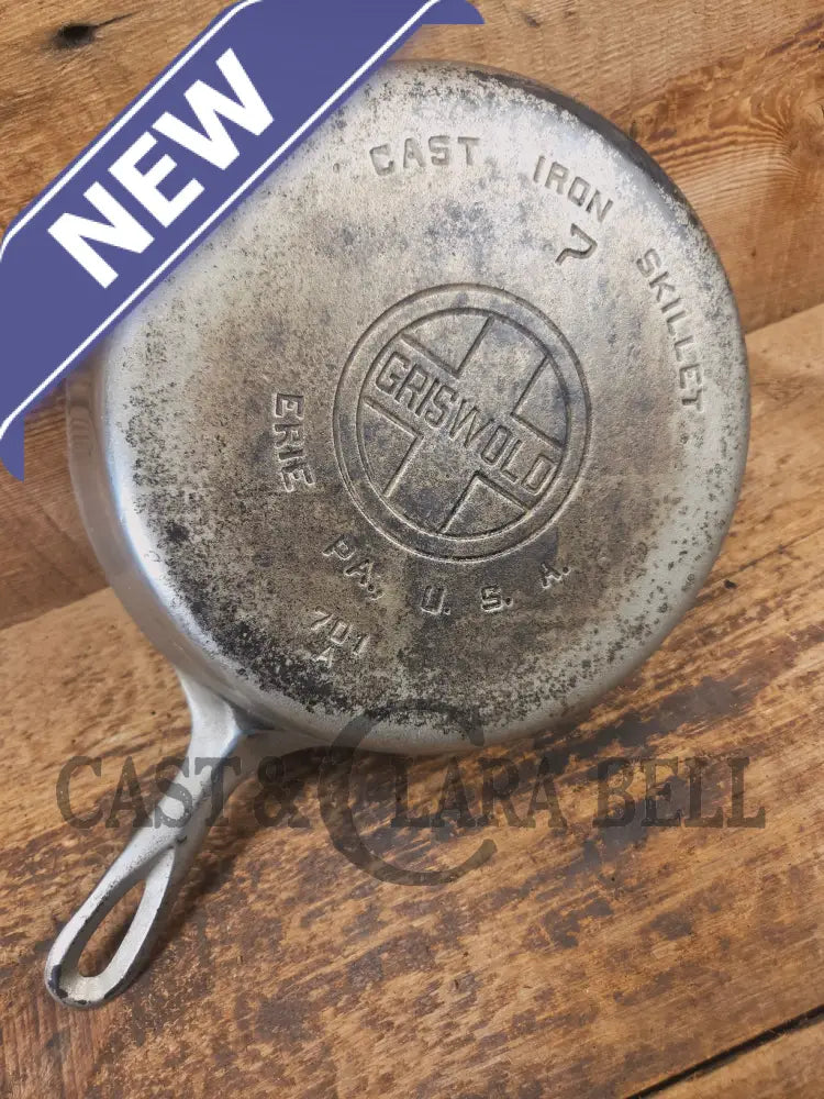 Priced to Sell! 1930’s Griswold #7 Chrome finish Cast Iron Skillet with Large Block Logo 701 - Skillet