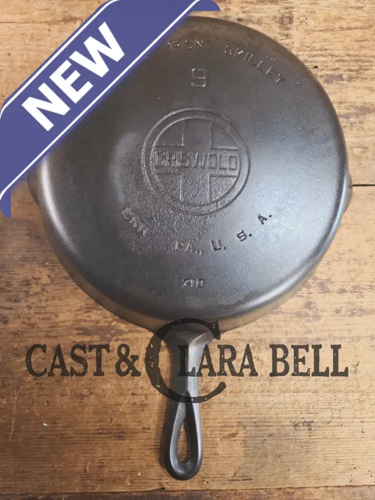 Priced to Sell! 1930’s Griswold #9 Skillet with Large Block Logo and Smooth Bottom 710 Skillet