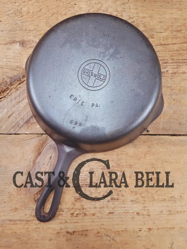 PRICED TO SELL! 1940βs Griswold #6 Cast Iron Skillet with Small Block Logo and Smooth Bottom 699 K Skillet