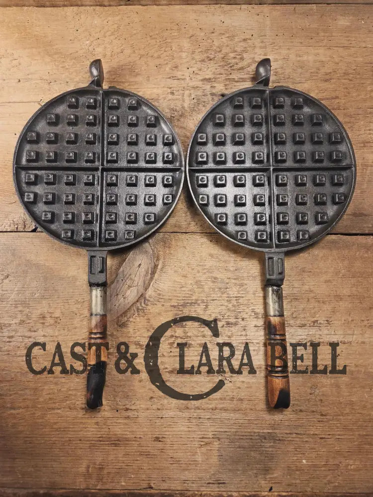 Priced to Sell and tougher to find 1920โs Early Wagner Ware Stylized logo 1408 #8 Waffle Iron with short Base! Waffle