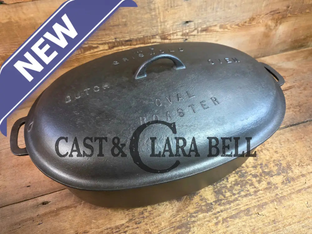 Priced to Sell: MONSTER! 1920βs Griswold #9 Large Block Logo Oval Roaster. P/N 645 Bottom 645 Lid - Dutch Ovens Trivets